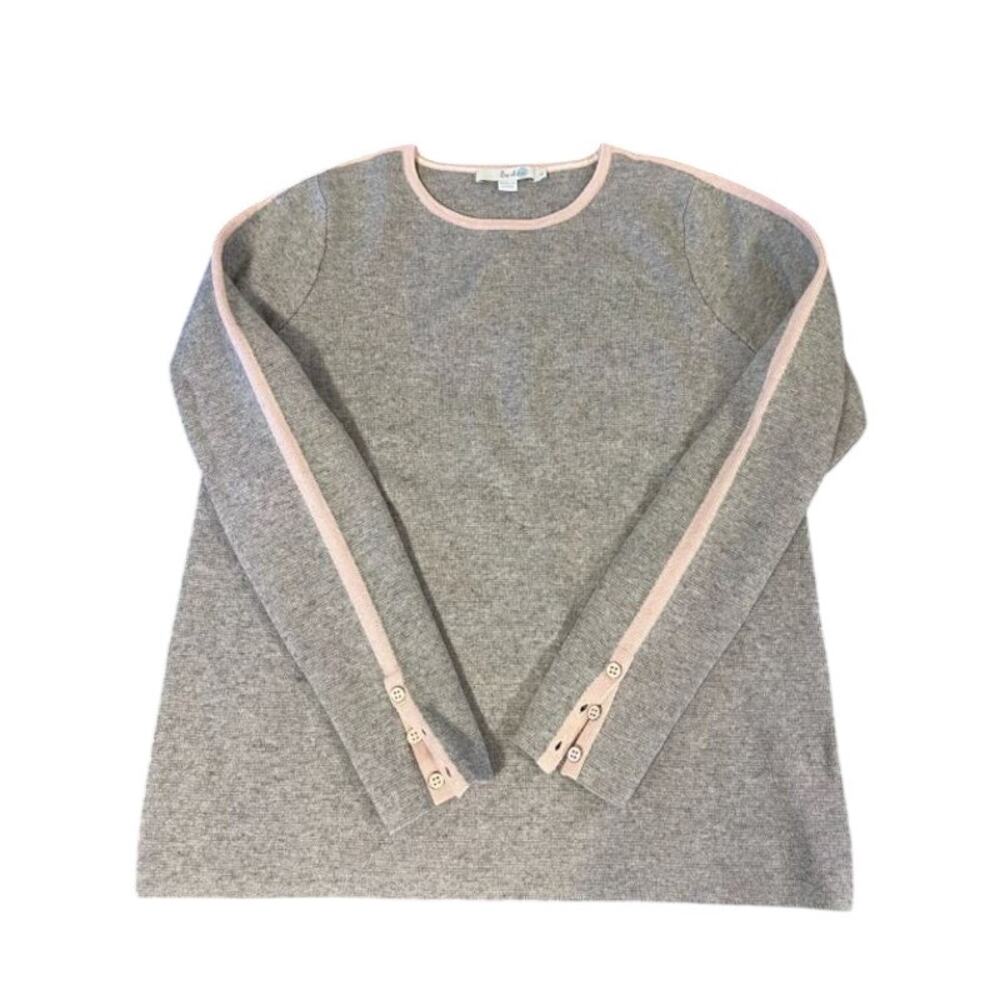 Boden Cotton and Wool Blend Gray and Pink Sweater XL